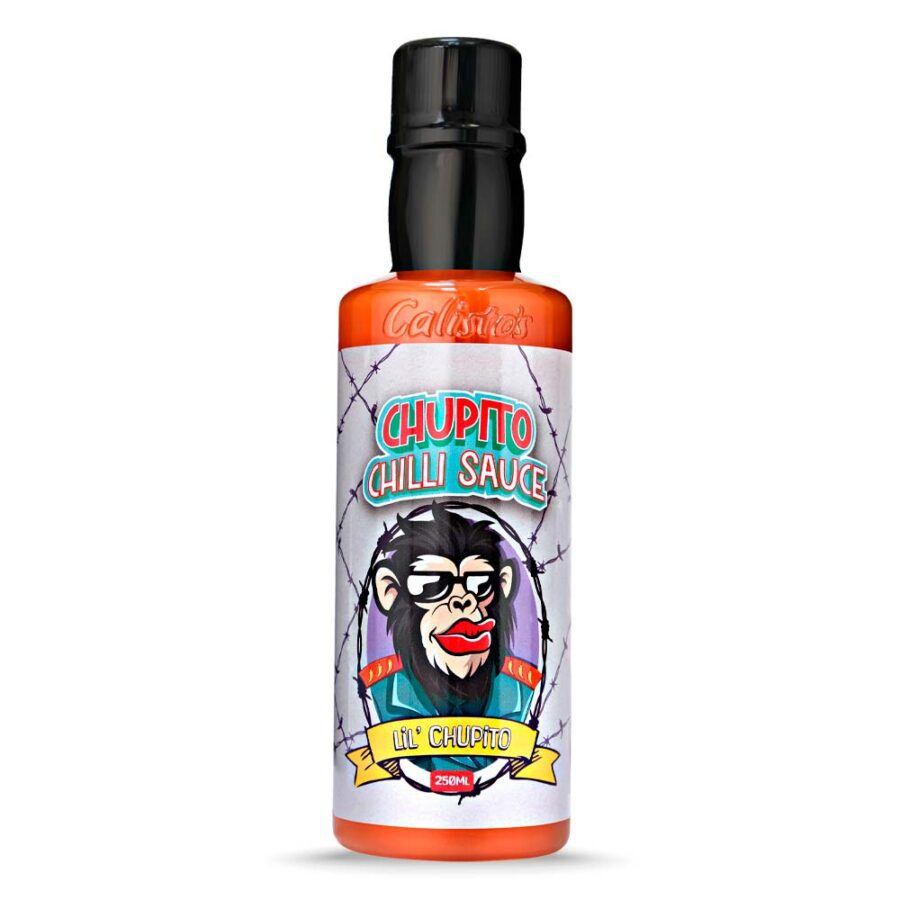 Calisto’s Chupito Chilli Sauce - 250ml hot sauce with bold flavour and branded gorilla label.