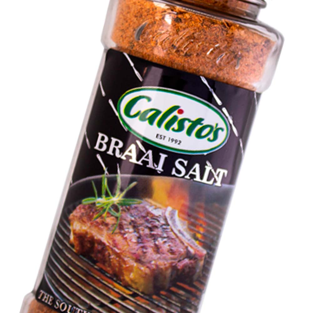 braaisalt zoom sml Calisto’s Braai Salt - bold braai salt seasoning blend for meats and grilled dishes. Close up.