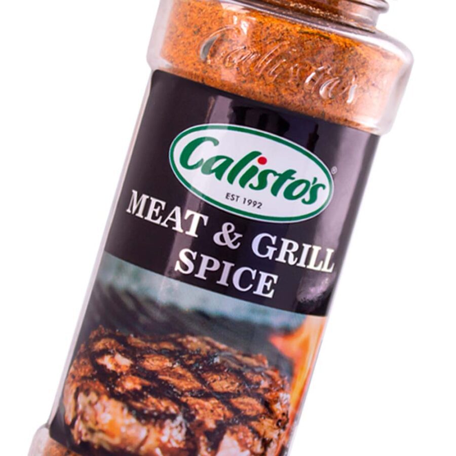 Calisto’s Meat & Grill Spice - all-purpose seasoning for meat, steak, and braai. Close up.