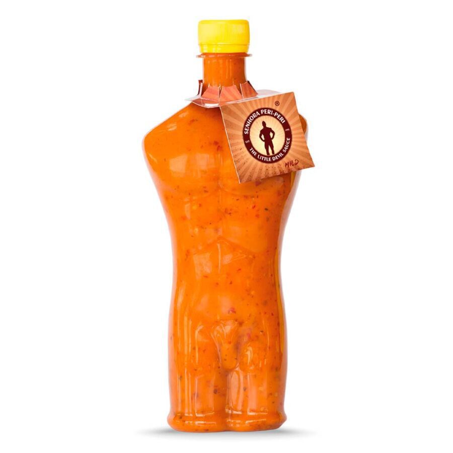 Calisto’s Senhor Peri-Peri Sauce - Mild - mild peri-peri sauce in a unique male-shaped bottle.