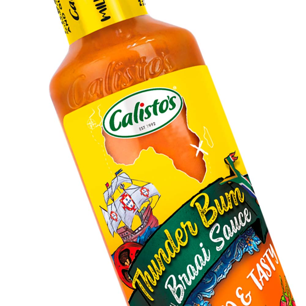 thunderb zoom sml Calisto’s ThunderBum Braai Sauce - bold South African barbecue-style sauce with fiery flavour. Close up.